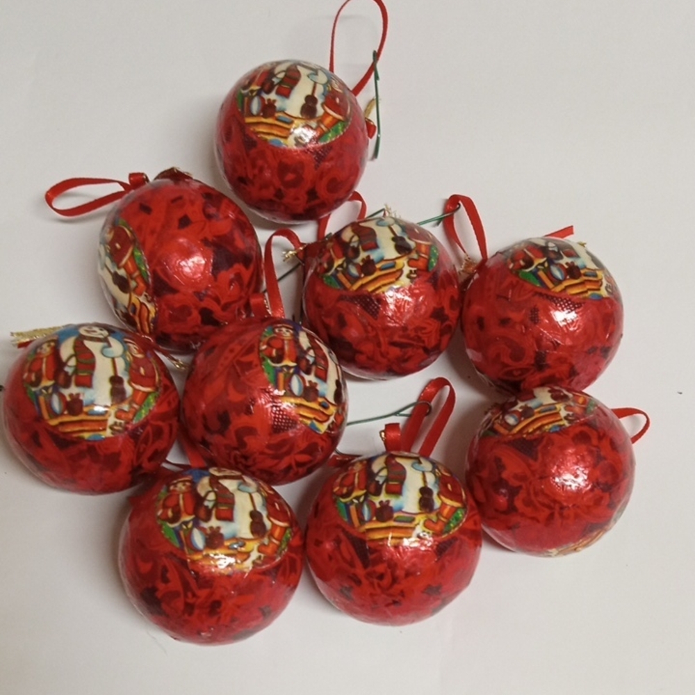 Vintage Christmas Ornaments Paper Mache Snowman Frosty Lot Of 9